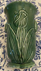 Vintage 8” McCoy Pottery Tulip Flower Green Glaze Vase USA Made