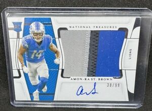 2021 National Treasures Amon-Ra St Brown Rookie Material Patch Auto /99