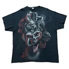 Y2K Dragon Skulls Shirt Sz XL Goth Horror Punk Jnco Mythical