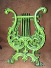 Vintage Victorian Music Holder Stand Harp Lyre Shape Cast Metal 1 Green 1 Gold