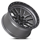 4 New 20x10 Lock Off-Road Krawler Gray Black Ring 6x139.7 6x5.5 ET-18 Wheel