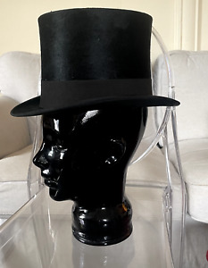 Antique Men's Beaver/Silk Fur Black Victorian Top Hat Gentleman's Hat C 1890s