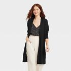 Women's Long Layering Duster Cardigan - A New Day Black L