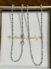 18k Solid White Gold Beaded Shiny Italy Chain Necklace. 18 Inches. 5.06 Grams