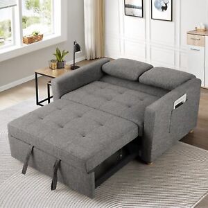 3-in-1 Convertible Linen Fabric Sleeper Sofa Bed Pull Out Bed w/Spring Support🔥
