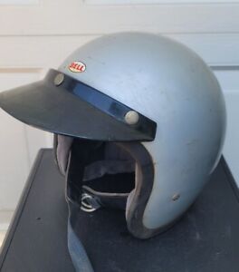 Vintage 1970 Bell  Super Magnum  Racing Helmet  7 1/8 Toptex Silver
