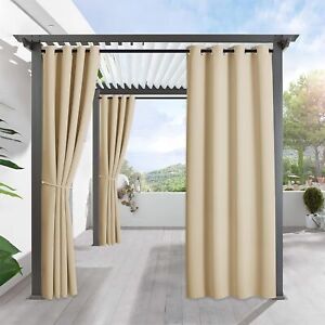 52inch Outdoor Curtains Blackout Waterproof for Porch Pavilion Gazebo 1-2 Panel