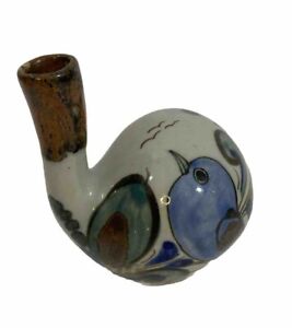 Ken Edwards Tonala Hand Painted Vase W/ Bird Mexican Folk Art Pottery Ke P.  A-2