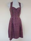Vintage Dress Purple Dirndl Corset Oktoberfest Folk German Milkmaid Size 10 12
