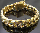 Mens 14mm 14k Gold Plated Miami Cuban Link Bracelet 8.5'' Solid Stainless Steel