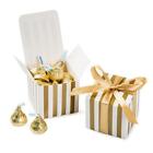 New ListingSmall Candy Box Bulk 2x2x2 inch with Ribbon, Gold White Strips Box Party Favo...