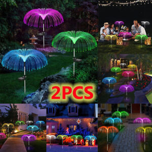 2x LED Solar Powered Garden Lights 7 Color Changing Outdoor Landscape Lamp Decor
