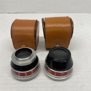 Lot of 2 Vintage Alpex Camera Lens Wide and Telephoto in leather case Japan