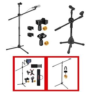 5Core 360° Rotating Microphone Stand Dual Mic Clip Boom Arm Foldable Tripod