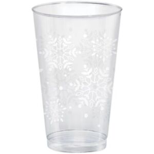 Snowflakes 16 oz Plastic Glasses 26 Per Pack Tableware Party Supplies