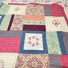quilt bedspread kantha queen embroidered floral red beige blue paisley cotton