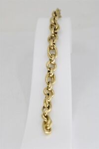 18K Yellow Gold Vintage 7.25 Inch Long & Short Link Bracelet