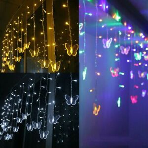 Butterfly 96 LED Fairy String Curtain Lights Christmas Party Wedding Decor Lamp