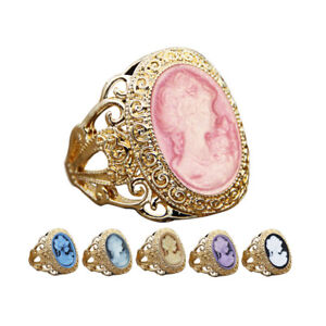 Wholesale Lot 10 pcs Lady Queen Cameo Rings Colors Size Mixed Gold Plated Ring