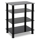 Video Audio Tower Storage Stand 4-Shelf Stereo Equipment Cabinet Table