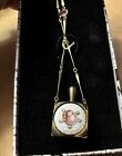 Vintage Hand-painted Rose Guilloche Perfume Scent Bottle Necklace 22