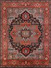 Heriz Serapi Black Hand-Knotted Indian Living Room Carpet in Wool 8x10 ft