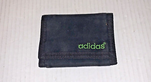 Old Vintage Adidas Unisex Black Trifold Canvas Wallet Pocket Zipper