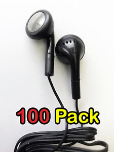 BULK WHOLESALE Lot of 100 BLACK 3.5mm Headphones / Earbuds / Earphones