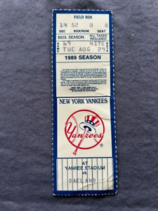 1989 Baseball Ticket Stub NY Yankees Oakland A's Mattingly Homer 158 Canseco 2