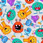 Fabric Baby Funny Monsters COMFY on Gray Flannel 1/4 Yard N0905AE-90