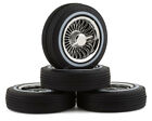 1/10 LOW RIDER White Wall RIMS + TIRES W Nut Covers (4PCS) Set -SILVER CHROME-