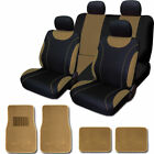 For Kia New Flat Cloth Black and Tan Car Seat Covers Floor Mats Set (For: 2023 Kia Sportage)