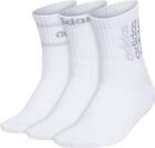 adidas Women's Cushioned High Quarter Socks (3-pair) WHITE Linear Size 5-10