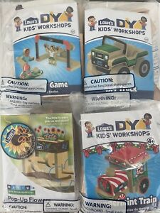 Lot of 4 NEW Lowe's Build & Grow DIY Kit Badge Kids Wood Workshop Craft Projects