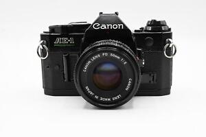 Black Canon AE-1 Program SLR Camera+50mm Lens - Rare Beauty!  Tested Fast Ship