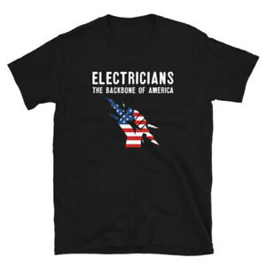 Electrician T-Shirt Backbone of America Union IBEW Worker USA Flag Dad Men