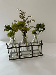 New ListingGlass Jar bud vases in rustic caddy rack-flower/herb/decor/holder-glass 4 1/2