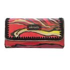 SAKROOTS Coated Canvas Embroidered Stitching Tri-Fold Wallet Peace Colorful