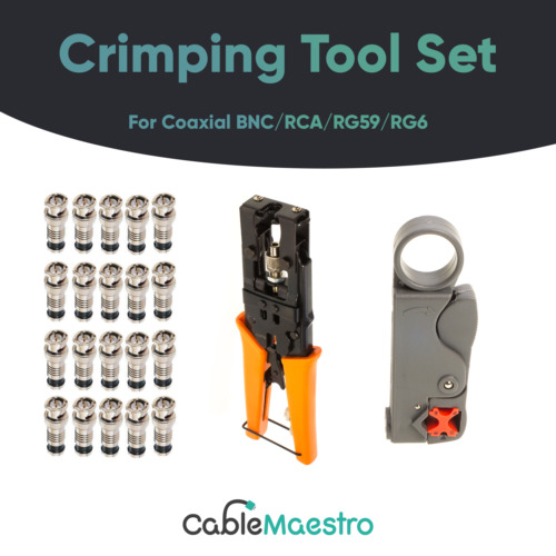 Crimping Tool Set Coaxial Cable Compression Stripper BNC RCA F RG59 RG6 Cutter