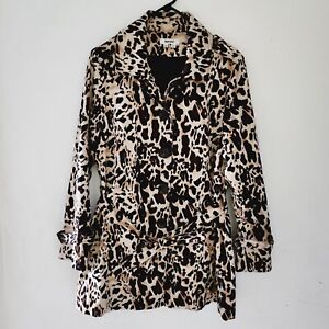 Appraisal Leopard Print Long Sleeves Belted Trench Coat Size M