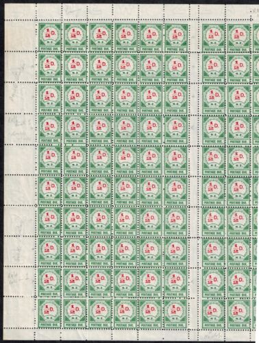 New Zealand 1900 1/d Postage Dues Sheet of 120 w/Full Margins, & VARIETIES