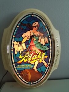 Vintage Blatz Lighted Light-Up Beer Sign Dancing Girl On Barrel