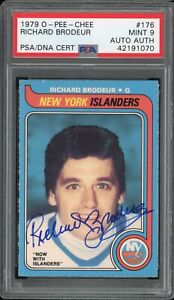 New Listing1979 OPC HOCKEY RICHARD BRODEUR #176 PSA/DNA 9 MINT SIGNED BEAUTIFUL CARD!