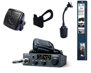 Uniden PRO510XL CB Radio / Jeep JK Radio Bundle & Antenna Kit w/ Speaker, Mounts