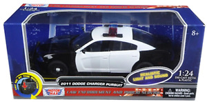 Motormax 1/24 LIGHTS & SOUNDS Blank Black & White Dodge Charger Police Car 79533