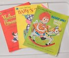 Lot of 3 Vintage A Golden Cloth Book 1972 Raggedy Ann Babys Toys Mother Goose
