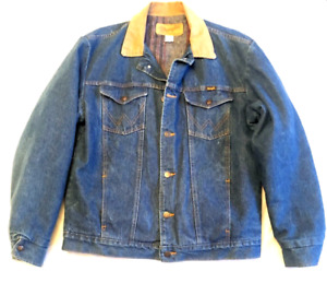 Wrangler Denim Jean Trucker Jacket Gray Flannel Blanket Lined Western Mens 44/L