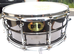 New ListingPork Pie Big Black Brass Snare Drum With Tube Lugs used Chrome
