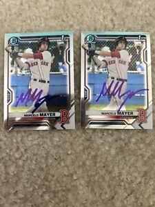 Marcelo Mayer Red Sox 2021 1st Bowman Chrome Auto Signed BD-174 In Person