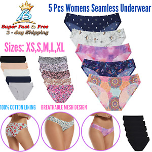 Womens Underwear Panty Comfortable Seamless Breathable Low rise Bikini 5 Pack